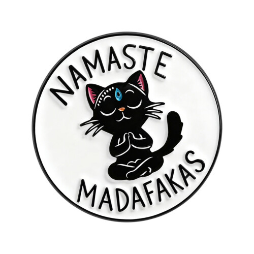 Hands Folded Black Cats Enamel Pin Brooch For Lapel Or Bag