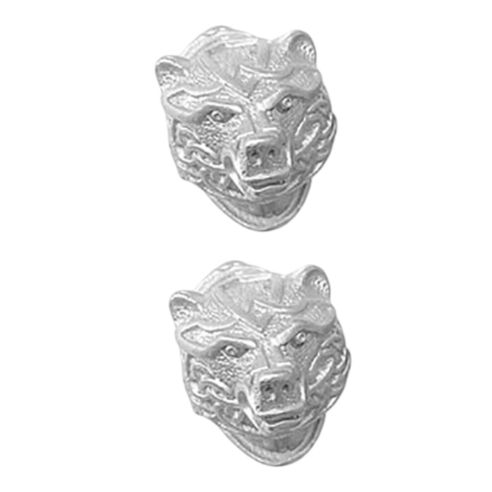 2Pcs Stainless Steel Cutter Pommel Handles Nonslip-Wolf Head 7754004260634
