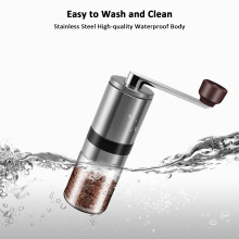 Manual Coffee Grinder - Hand Coffee Mill with Ceramic Burrs 6 Adjustable Settings - Portable Hand Crank (Straight)