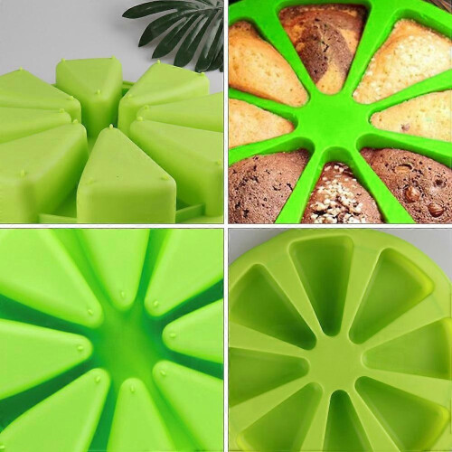 Silicone Triangle 8 Cavity Mold 3Pcs for Baking Use Green Color 2