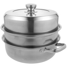 Stainless Steel Steaming Pot for Kitchen Use Healthy Material AntiScorched Handles Suitable for Induction Cooker 1Pc