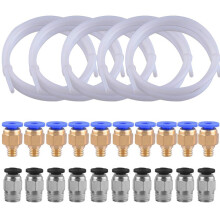 5 Pieces Ptfe Tubing (1.5M) with 10 Pieces Pc4-M6 Fittings and 10 Pieces Pc4-M10 Fitting Connector for 3D Printer 1.75mm