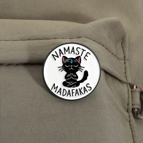 Hands Folded Black Cats Enamel Pin Brooch For Lapel Or Bag 1