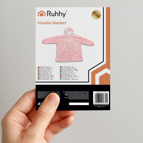 Sudadera XXL rosa tipo manta con capucha y bolsillo 1