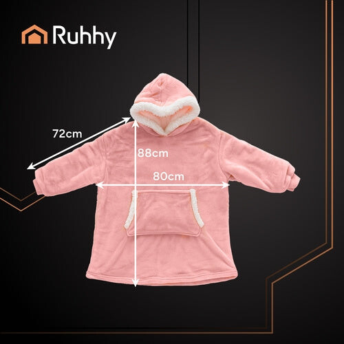 Sudadera XXL rosa tipo manta con capucha y bolsillo 2