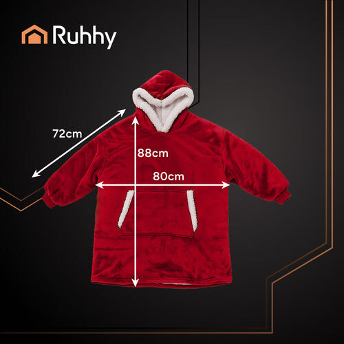 Sweat-shirt rouge oversize à capuche et poches 2