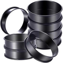 8Pack Crumpet Rings NONSTICK, English Muffin Rings 4 Inch, Stainless Steel Double Rolled Tart Rings for Baking