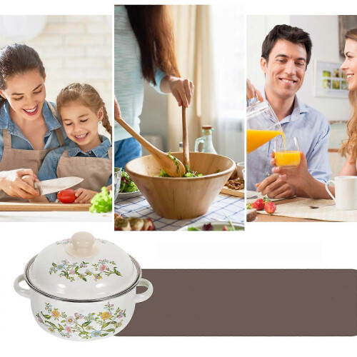 3pcs Enamel Stock Pot Set Flat Bottom Cooking Pots Soup Pots 2
