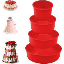 Silicone Cake Mold, Round Silicone Cake Molds, Four-Piece Set of Layer Cake Baking Molds, Leak-Proof Non-Stick Pastry Cake Molds, Children's Cake Mold