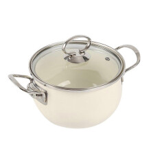 Enameled Iron Casserole-Dish Pot for w/ Premium 304 Stainless Steel Handle Lid Non-Stick Kitchen Cookware 2L/2.5L/4.7L S