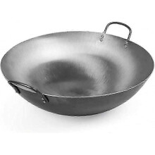 Wok Big Heavy Wok in hand-hammered carbon steel (round bottom) Woks & Stir-fry Pans-50cm