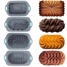 4 Pack Silicone Cake Pans - Non-Stick Fluted Molds for Cakes, Brownies, Flan, Meatloaf - Crown, Nest, Spiral, Braided Shapes