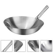 1Pcs Wok with Handle Stainless Steel Non-Stick and for Gas and Electric Stoves