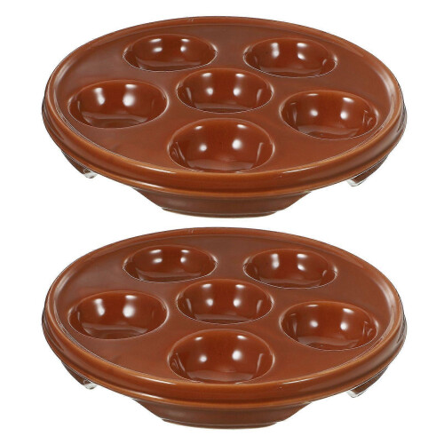 2Pcs Ceramic Baking Pan Escargot Baking Plate Conch Plate Household Tableware