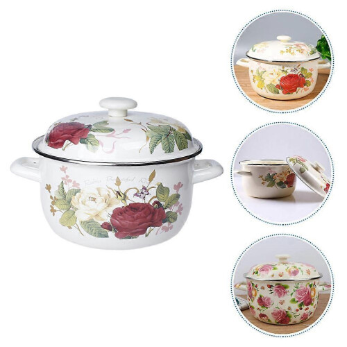 2Pcs Enamel Stockpot for Kitchen Use High-Temperature Cooking Pot 2
