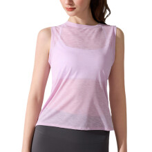 Womens Summer Workout Tops Backless Yoga Shirts Open-Pink S