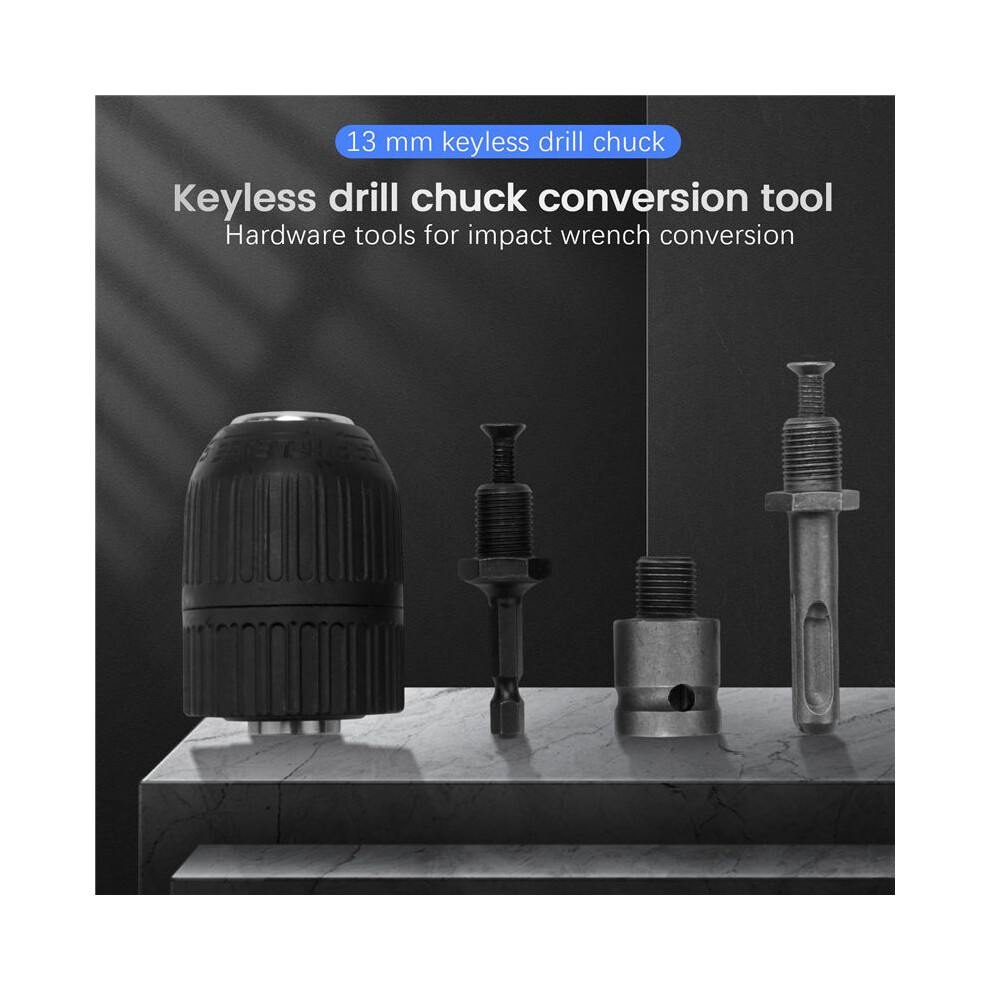 4Pcs Keyless Drill Chuck Conversion Tools, 13Mm Keyless Drill Chuck, Used For Impact Wrench Conversion Hardware Tools 4713109641383