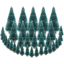 35 PCS Miniature Christmas Tree Artificial Snow Frost Trees Pine Trees for Christmas DIY Party Decoration (4 Size)