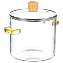 Clear Simmering Pot Glass Cooking Pot for Home Cooking 2300ml Stovetop Cooking 1Pcs