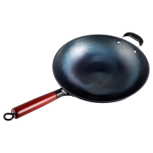 Wooden Handle Iron Wok for Cooking 1 Piece Traditional Kitchen Frying Pan