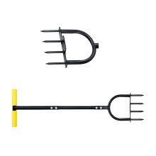 Fourche de jardin robuste à 4 dents en acier au carbone pour une