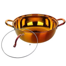 (Magic red) Stainless Steel Divided Pot Gas Stove Cooker Hot Pot Home Kitchen Compatible Cookware Soup Cooking Pot True Color