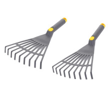 2 Pieces Garden Tool Plastic Rakes Compact Size Easy To-grey
