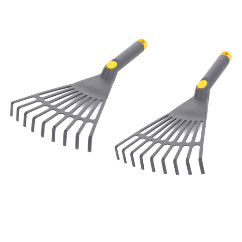 2 Pieces Garden Tool Plastic Rakes Compact Size Easy To-grey
