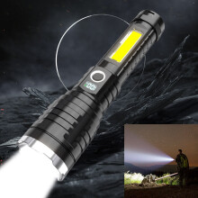 Donemore Uppladdningsbar LED-ficklampa med ljusstark COB-sidoljus och zoom