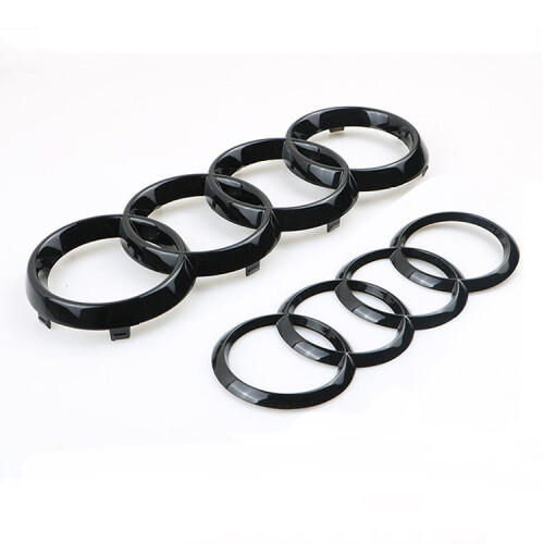GLOSS BLACK AUDI FRONT&REAR RINGS BADGE EMBLEM A1 1