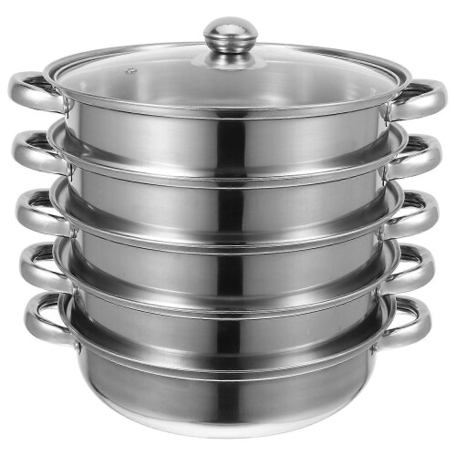 Stainless Steel Steamer Silver 5 Layers with 5 Layers Versatility for Home Use