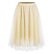 Elegant High Waist Sequins Mesh Skirt For Women-champagne XL
