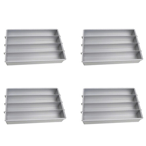 4X Battenberg Battenberg Cake Pan, Commercial Weight Anodised Aluminium, Silver A
