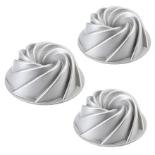 3X 9-Inch Non-Stick Fluted Cake Pan Round Cake Pan Specialty and Novelty Cake Pan
