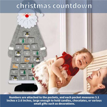 Christmas  Advent Calendar Wall Hanging Santa Advent Calendar with Pockets 24 Days Reusable Gray