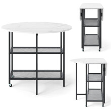Foldable Dining Table, Marble Look, Seats 2-4, Mobile
