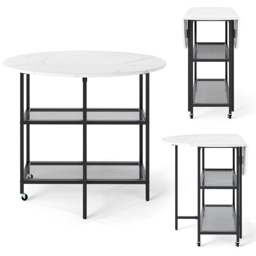 Foldable Dining Table, Marble Look, Seats 2-4, Mobile