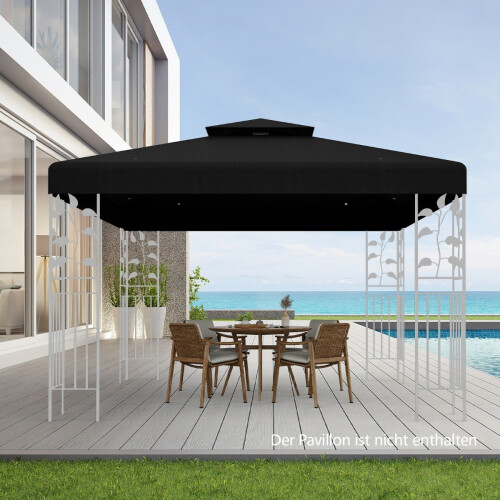 Pavilion Replacement Roof 3x3M Black - Weather-Resistant