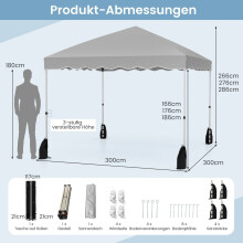 Pop-Up-katosteltta 3x3m, vedenpitävä, kannettava lisävarusteineen