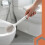 Cepillo de inodoro de silicona con soporte, blanco, antibacteriano 6