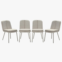 Set of 4 beige fabric chairs with metal legs, 85 cm high - LYSA