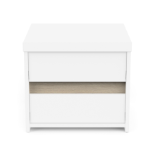 Bedside table with 2 drawers, Kronberg oak and matte white finish, 43.1 cm wide - CLYDE
