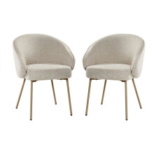 Set of 2 beige fabric chairs with metal legs, 81 cm high - PIA