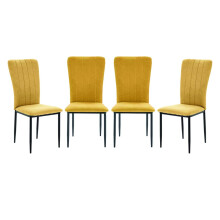 (Material[Furniture], Colour) Set of 4 fabric chairs with black metal legs, 43 cm wide - HOLLY