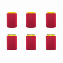 6 pcs Beer Cooler/Sleeves Soft Insulated Reusable Holder Red