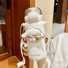 Pigesugkedel med sugerør og crossbody i rustfrit stål Kawaii 500ml Sanrio vand