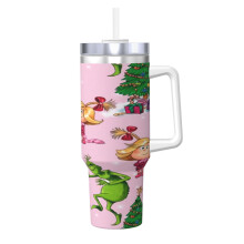 Grin-Ch 40oz Stainless Steel Tumbler with Handle and Straw