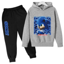 Barn Tenåringer Sonic The Hedgehog Hettegenser Genser Treningsdress grå 13-14