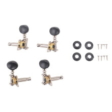 4 Pieces Metal Opened Ukulele Uke Tuning Pegs Tuners Round Cap Black