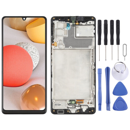 Γνήσια οθόνη LCD Super AMOLED για Samsung για Galaxy A42 5G SM-A426 Digitizer Full Assembly με πλαίσιο (Μαύρο)